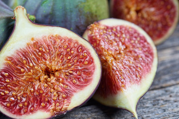 Fresh fig fruits on a wooden table