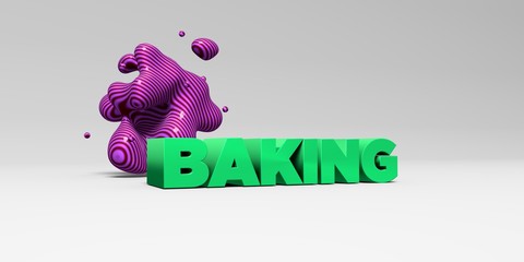 BAKING - 3D rendered colorful headline illustration.  Can be used for an online banner ad or a print postcard.