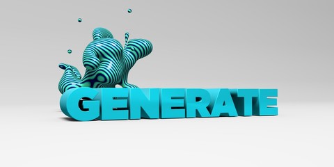 Naklejka premium GENERATE - 3D rendered colorful headline illustration. Can be used for an online banner ad or a print postcard.