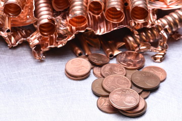Copper Scrap and Money Industry Concept