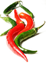 Chili papers of various shapes closeup