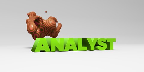 ANALYST - 3D rendered colorful headline illustration.  Can be used for an online banner ad or a print postcard.