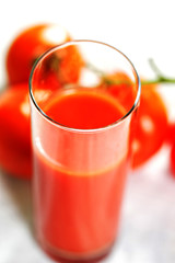 Glass with tomato juice