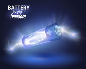 Power battery, full charge with lighting. Alternative energy.