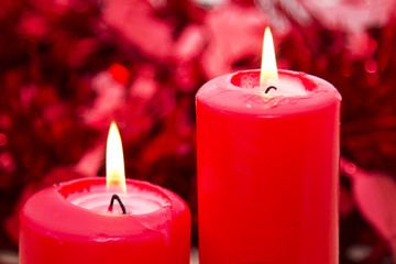 Christmas candles with red foam