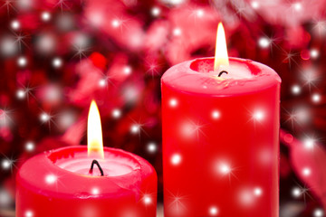 Christmas candles with snowflakes