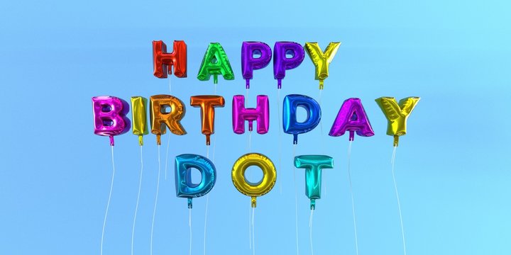 Happy Birthday Dot card with balloon text - 3D rendered stock image. This image can be used for a eCard or a print postcard.