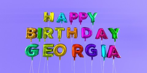 Happy Birthday Georgia card with balloon text - 3D rendered stock image. This image can be used for a eCard or a print postcard.
