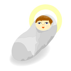 Baby Jesus Christ as crib figure Icon Symbol Design. Vector Christmas illustration isolated on white background