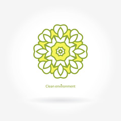 Logo for organic products, organic cosmetics. Company logo, mark, emblem.Mandala