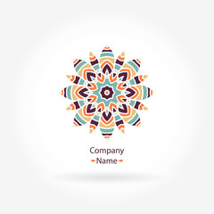 Bright juicy beautiful circular logo. Mandala. Kaleidoscope flower. Abstract.