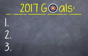 Fototapeta na wymiar 2017 Goals Board with Target