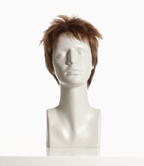 Mannequin Female Head with Wig on White - 126623881
