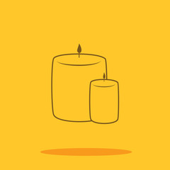 Candle cute icon in trendy flat style isolated on color background. Thanksgiving symbol for your design, logo, UI. Vector illustration, EPS10.