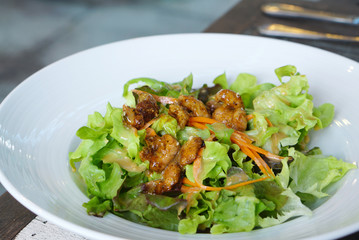 Grilled barbecue pork salad