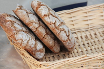 Bread made of rye in a local food market stall 