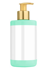 Green body lotion plastic bottle with blank label and golden lid