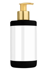 Black body lotion plastic bottle with blank label and golden lid