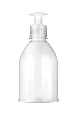 Transparent hand lotion plastic bottle, isolated on transparent