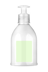 Transparent hand lotion plastic bottle, isolated on transparent