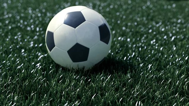 soccer ball movint to the center of camera view.