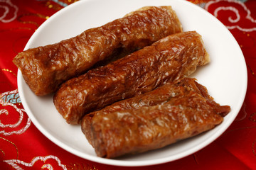 Spring rolls on plate