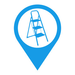 Icono plano localizacion silueta escalera azul