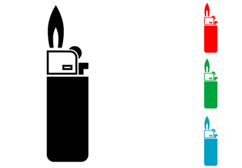 Icono plano mechero en varios colores