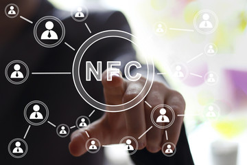 Fototapeta premium Business button nfc connection icon