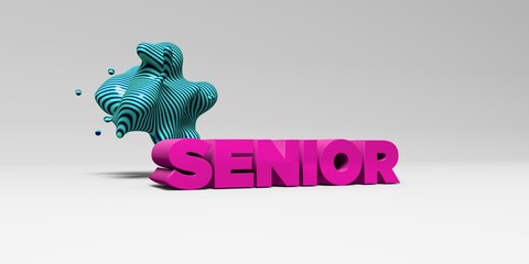 SENIOR - 3D rendered colorful headline illustration.  Can be used for an online banner ad or a print postcard.