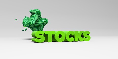 STOCKS - 3D rendered colorful headline illustration.  Can be used for an online banner ad or a print postcard.