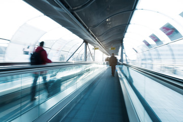 blurred business people trade fair stock photo