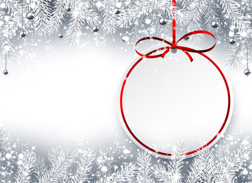 Christmas background with red ribbon.