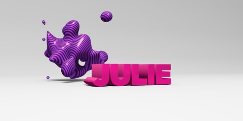JULIE - 3D rendered colorful headline illustration.  Can be used for an online banner ad or a print postcard.