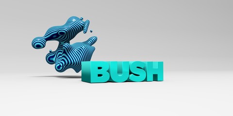 BUSH - 3D rendered colorful headline illustration.  Can be used for an online banner ad or a print postcard.