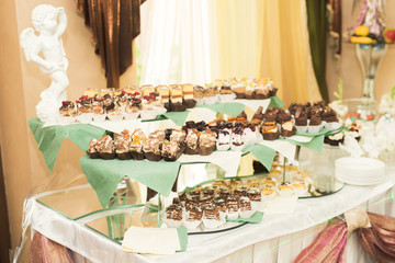 Buffet with a variety of delicious sweets, food ideas, celebration