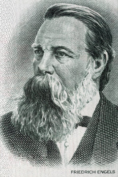Friedrich Engels portrait from old German money