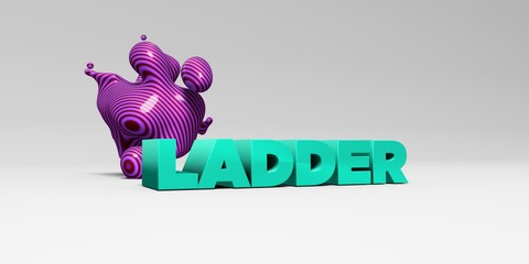LADDER - 3D rendered colorful headline illustration.  Can be used for an online banner ad or a print postcard.