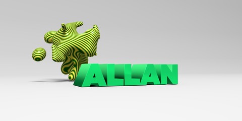 ALLAN - 3D rendered colorful headline illustration.  Can be used for an online banner ad or a print postcard.