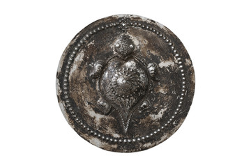 Antique silver plate on white background