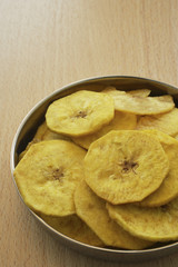 A bowl of banana chips