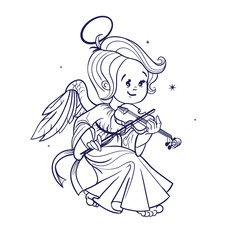 Cute happy smilingy Christmas  bab angel playing violin