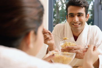 Couple having breakfast