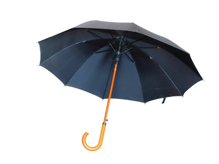 Modern black umbrella isolated on white.