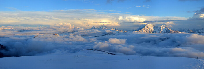 View from Elbrus in the clouds before the storm