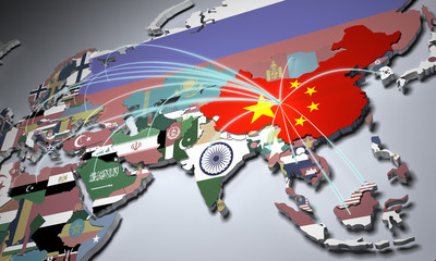 Online Shopping in China Concept world Map 3d illustration