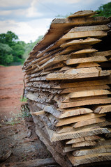 Piled up boards