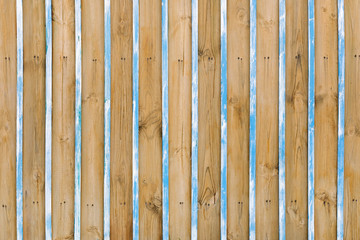 Brown and blue fence from wooden boards, background