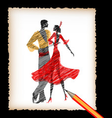 pencil and the image of flamenco dancers