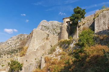 Fototapeta na wymiar Montenegro. View of old Kotor fortress